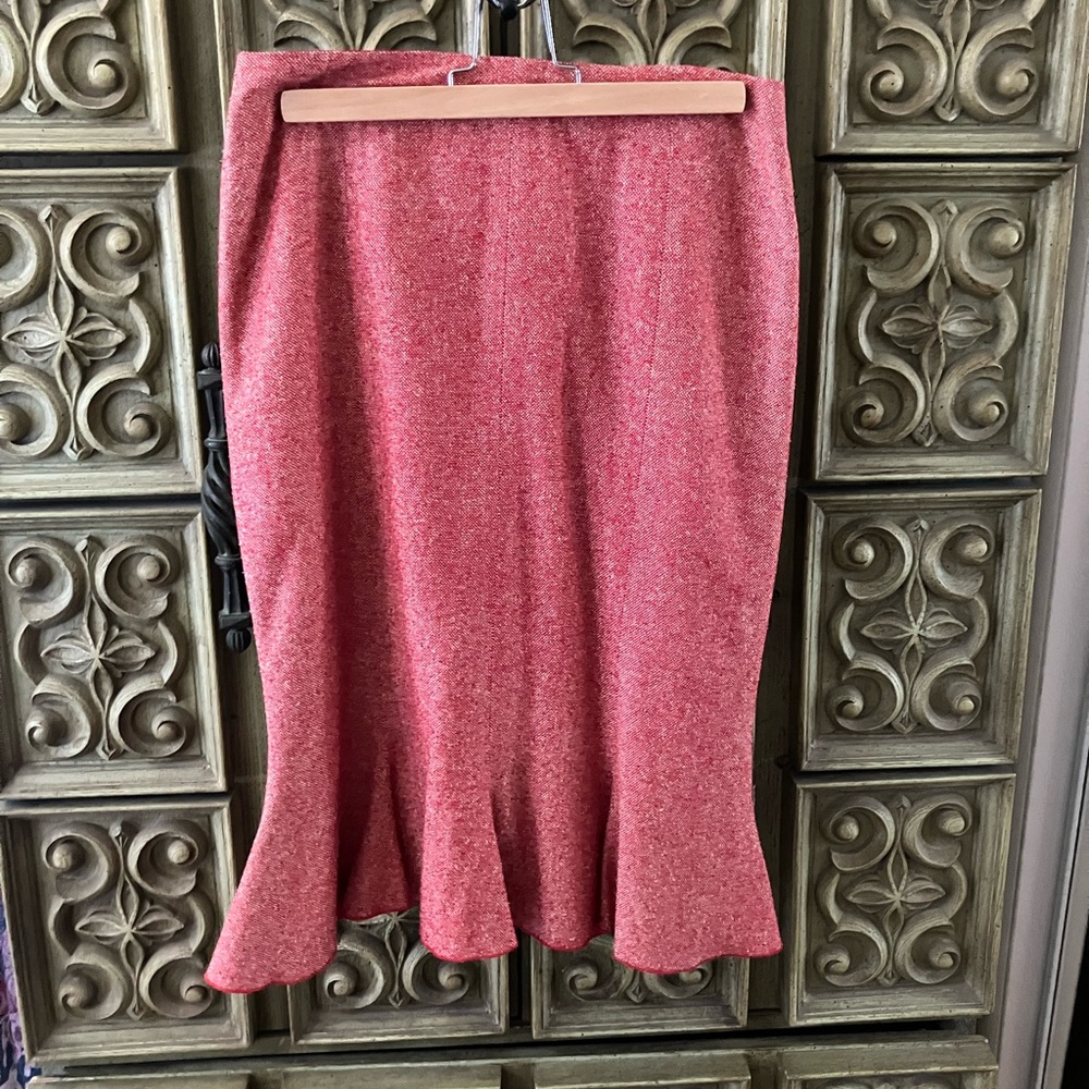 Rebecca Taylor Dusty Rose Knit Flared-Hem Midi Skirt